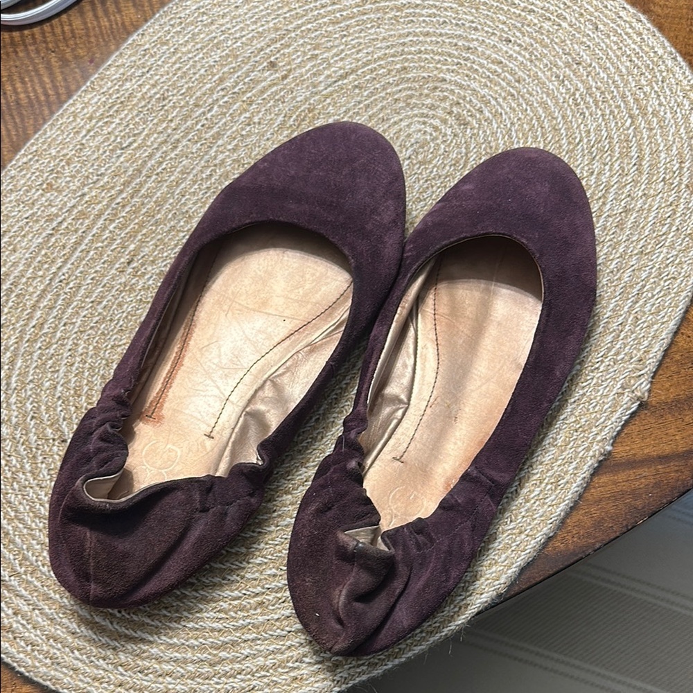 BCBG Purple Suede Ballet Flats
